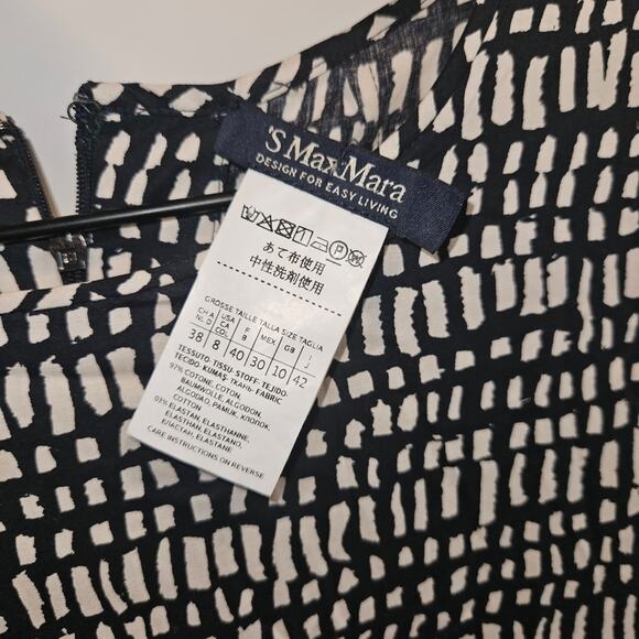 Max Mara A-Line Printed Midi Length Dress Black - Picture 2 of 8